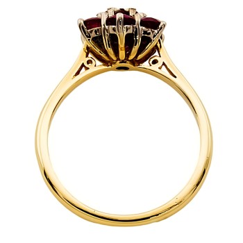 18ct Gold Ruby / Diamond Cluster Ring size P